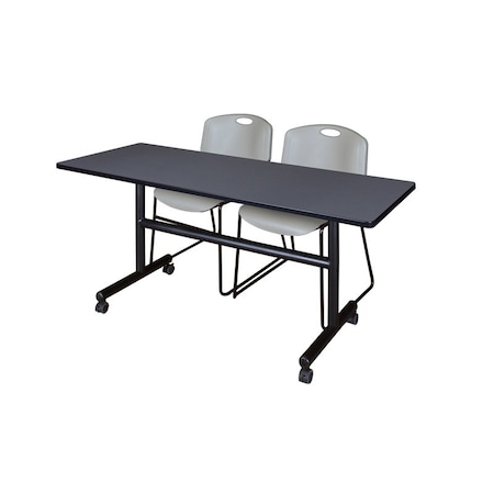 Kobe FlipTop Table, 60" W, 29" H, Laminate Top, Gray MKFT6024GY44GY